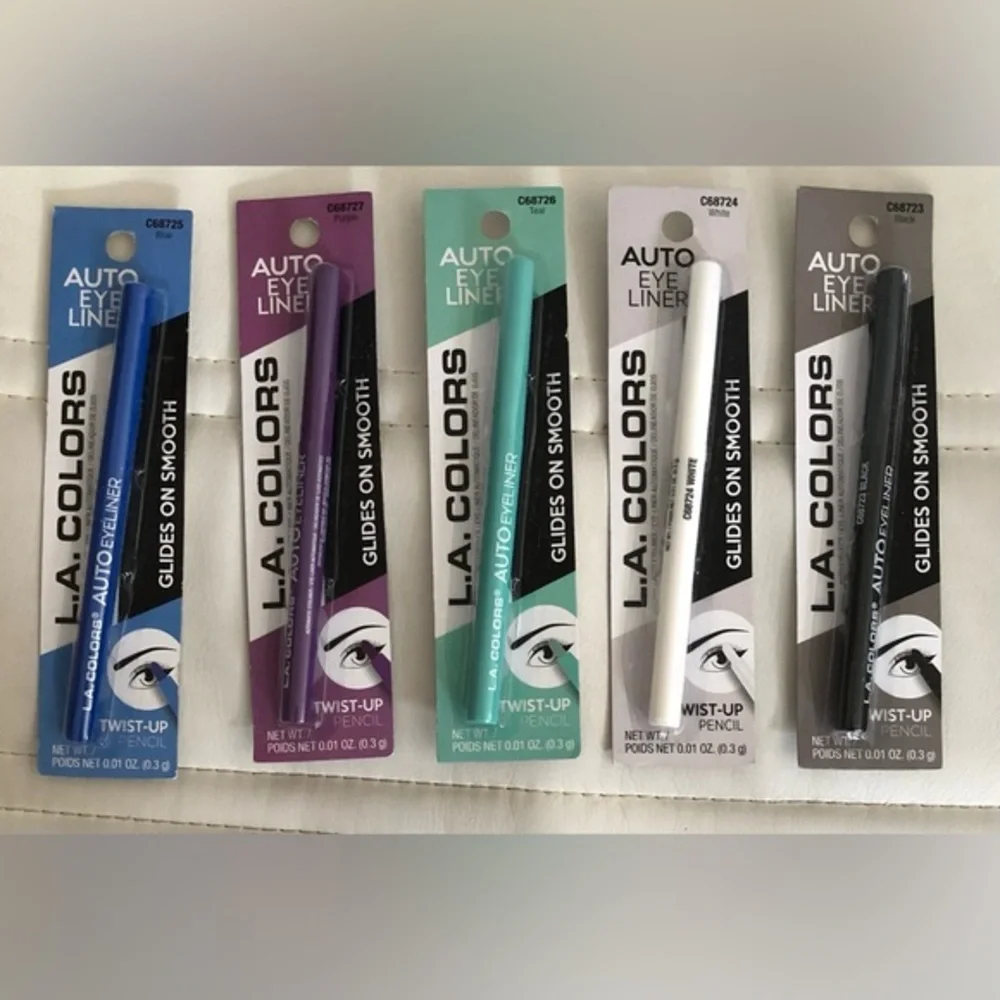 2pack smooth Twist up pencil Auto eyeliners in black, white, teal, purple & blue
